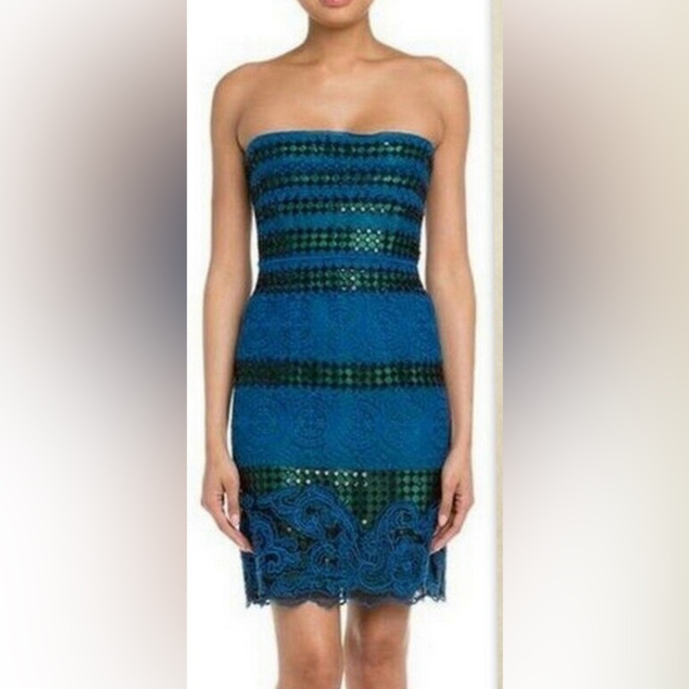 BCBGMAXAZRIA Embroidered Sequin Manuela Cocktail Dress - WITH Straps